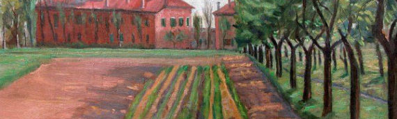 Campagna lombarda con casa rossa – 60×70 – Olio su tela